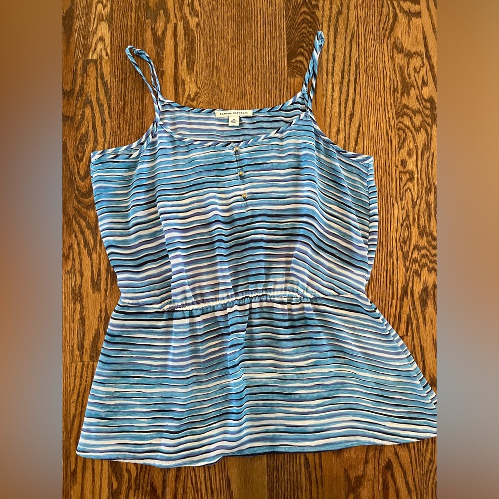 Banana Republic teal/white striped blue dressy tank Size medium
